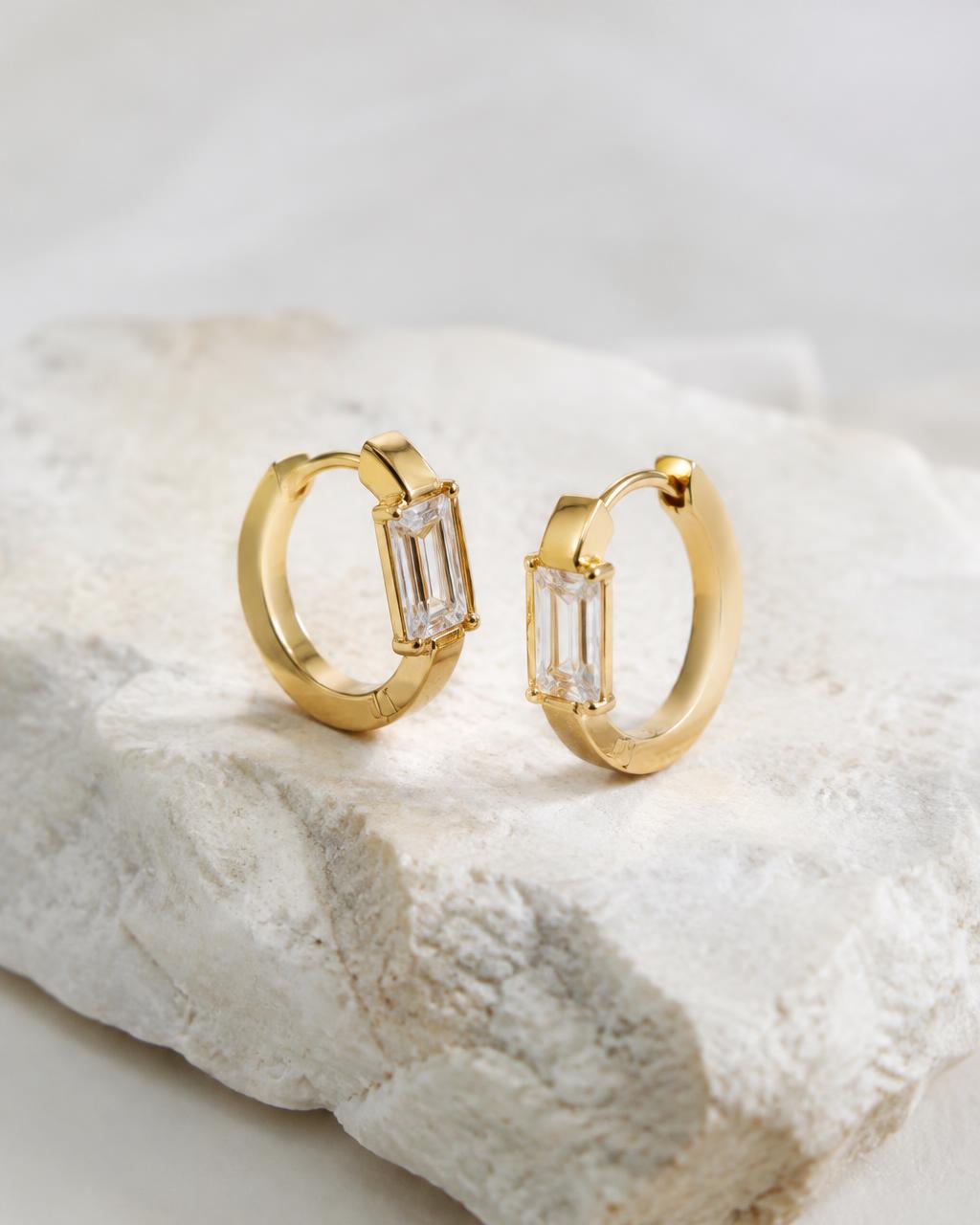 Emerald-Cut Hoops